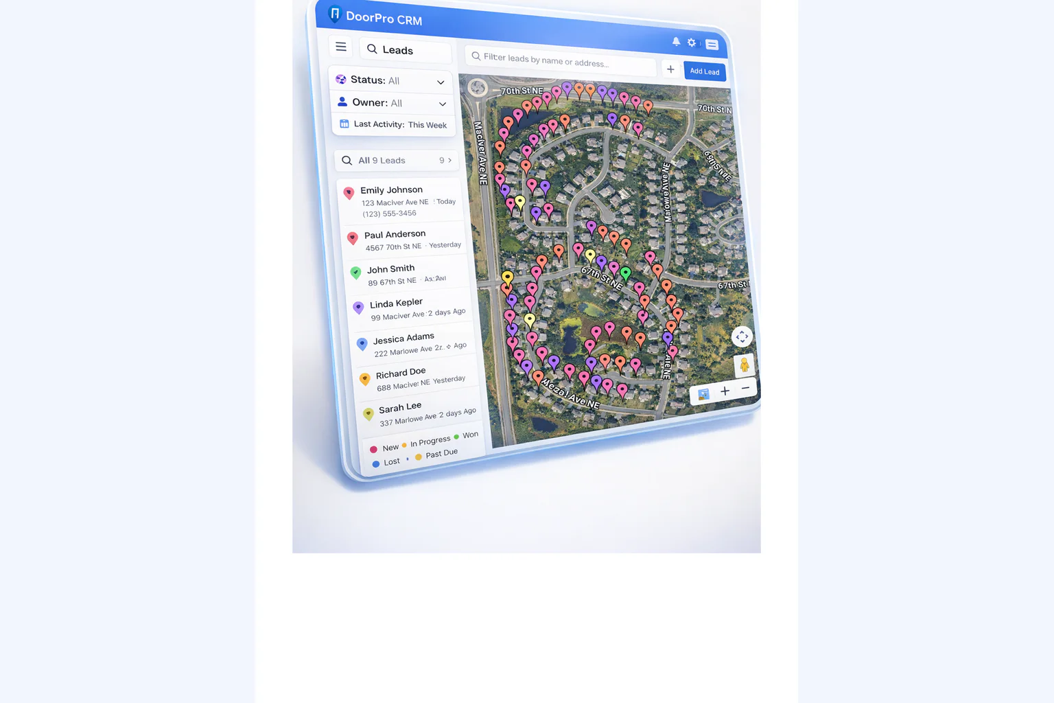 DoorPro map and lead workspace supporting fast field decisions