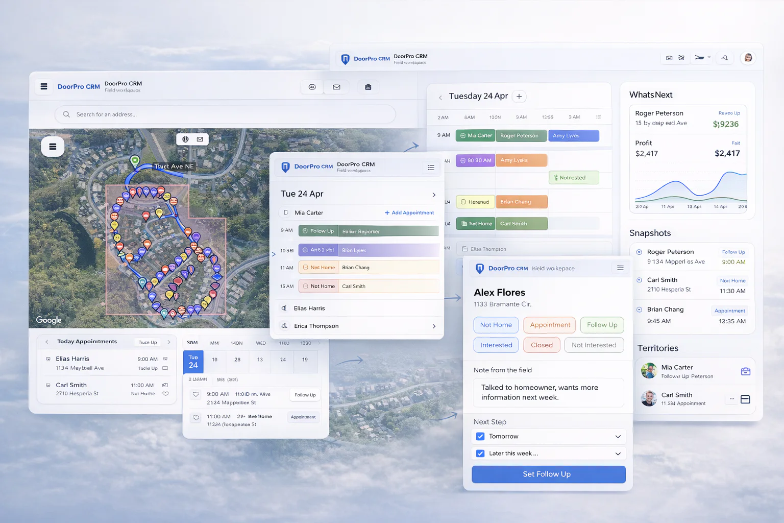 DoorPro territory operations shown across a coordinated multi-device rollout