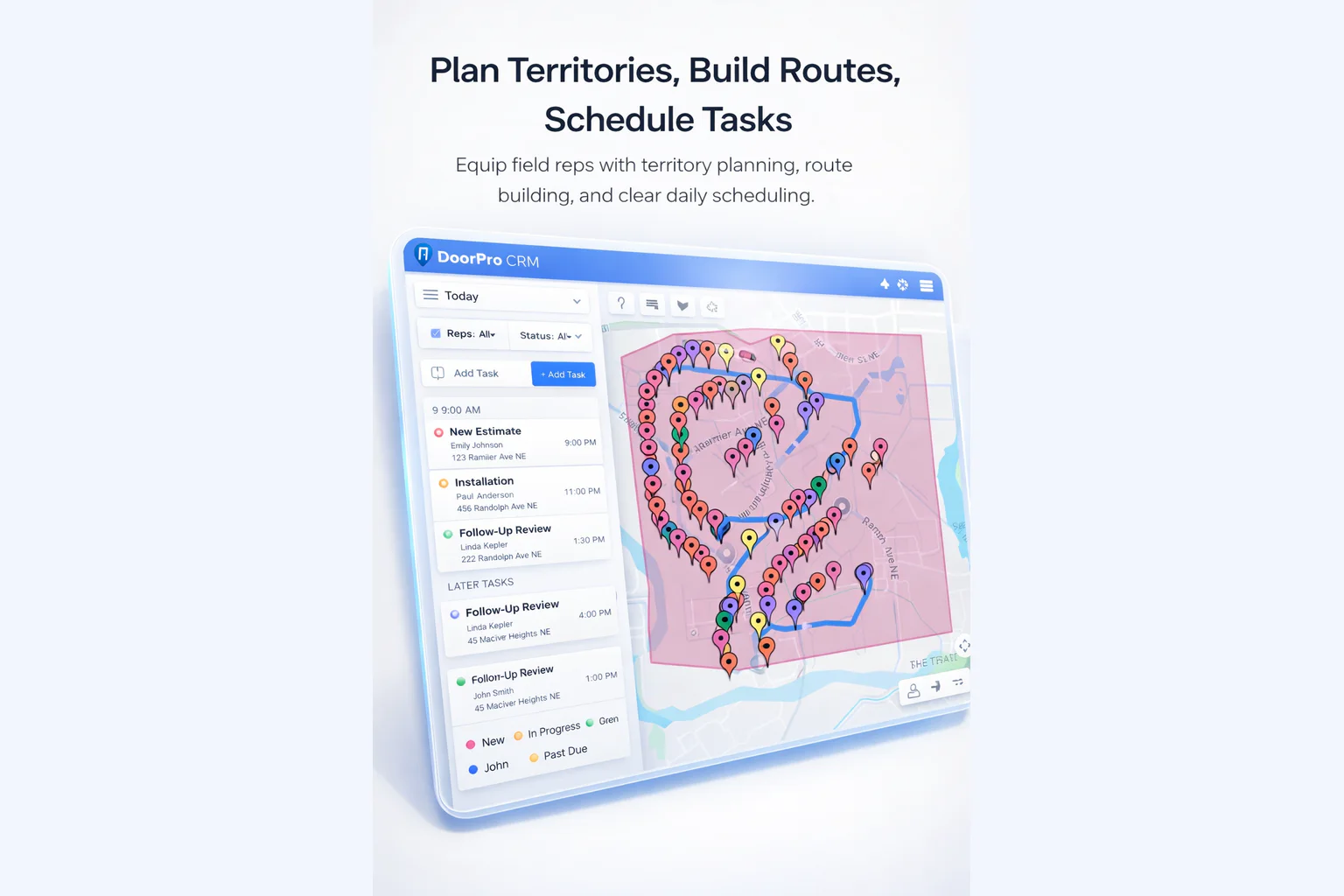 DoorPro territory and route planning shown across field devices