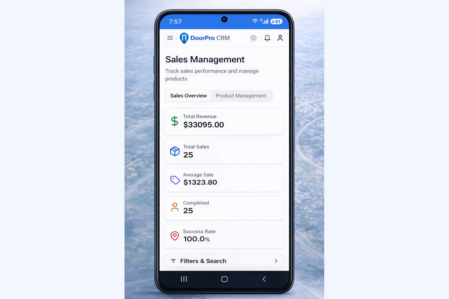 DoorPro mobile reporting for current field performance and priorities