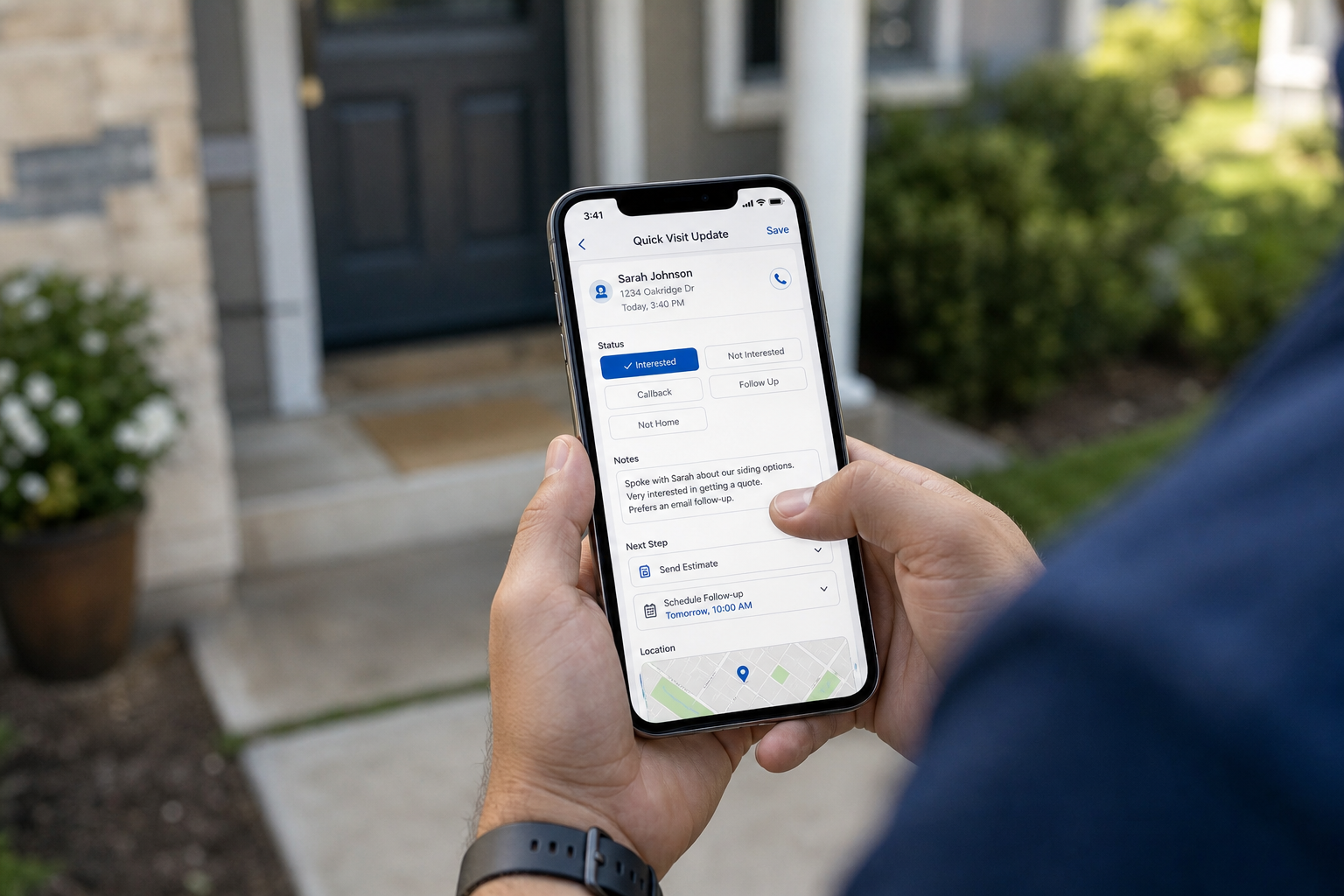 DoorPro mobile quick visit update workflow