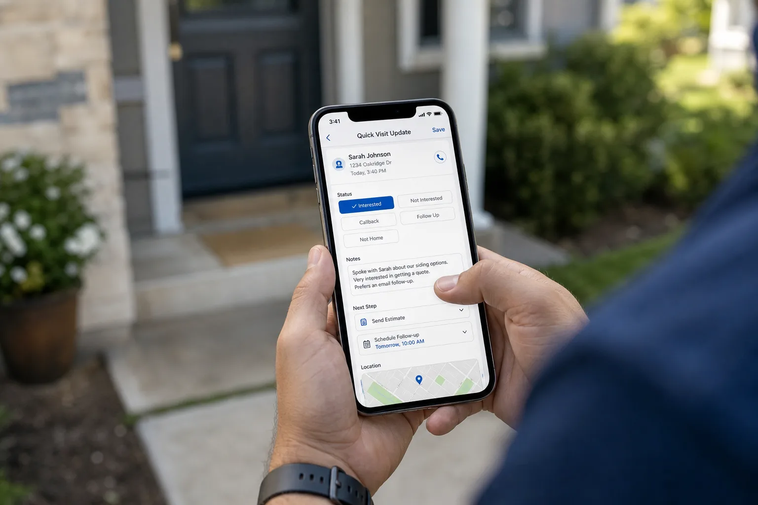 DoorPro mobile quick visit update workflow